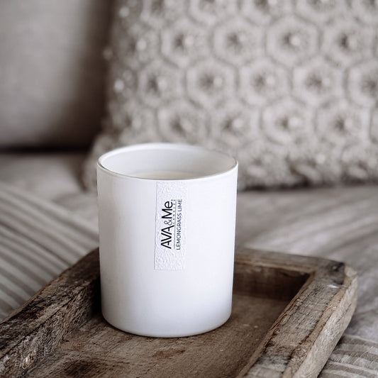 Lemongrass Lime Scented Candle Classic White